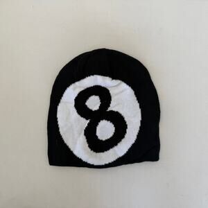 grunge gothic punk black and white 8-ball beanie